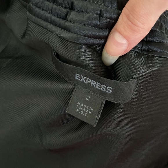 Express woven tweed strapless bow dress with front slit - Picture 8 of 8